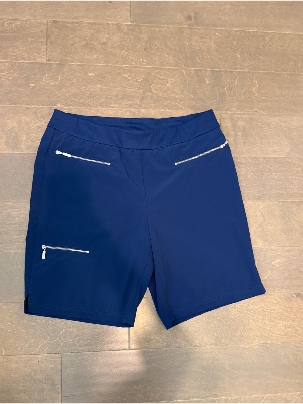 Chico's Zenergy Navy Blue Shorts with Silver Zip Details 12 Chicos 2